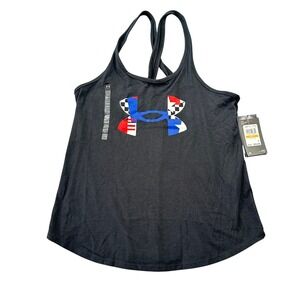 Under Armour Patriotic Flag Freedom Tank Top Black Red White Blue Logo Gym Run